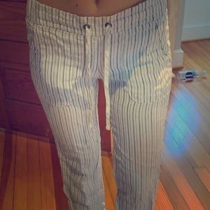 Athleta white and black stripped pants